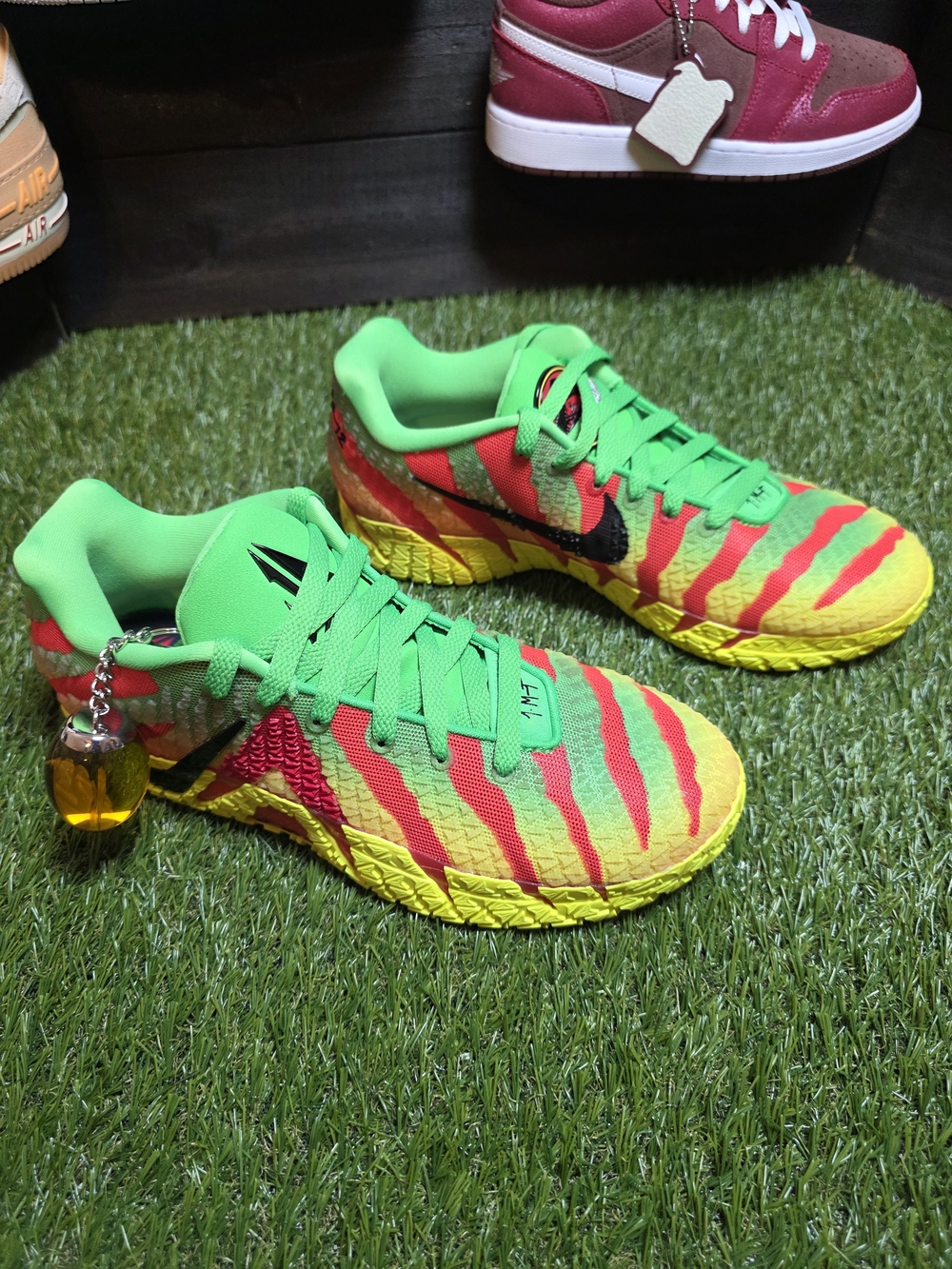 Nike Kids Neon Green, Yellow & Red Striped Sneakers
